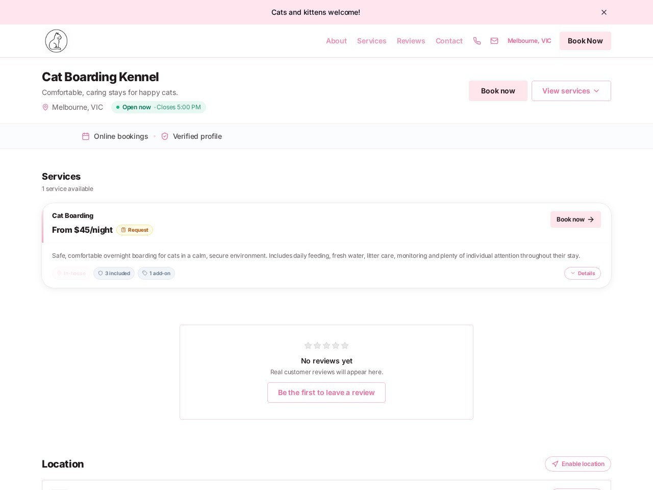 Cat Boarding Kennel — live website built with AnimalBooking
