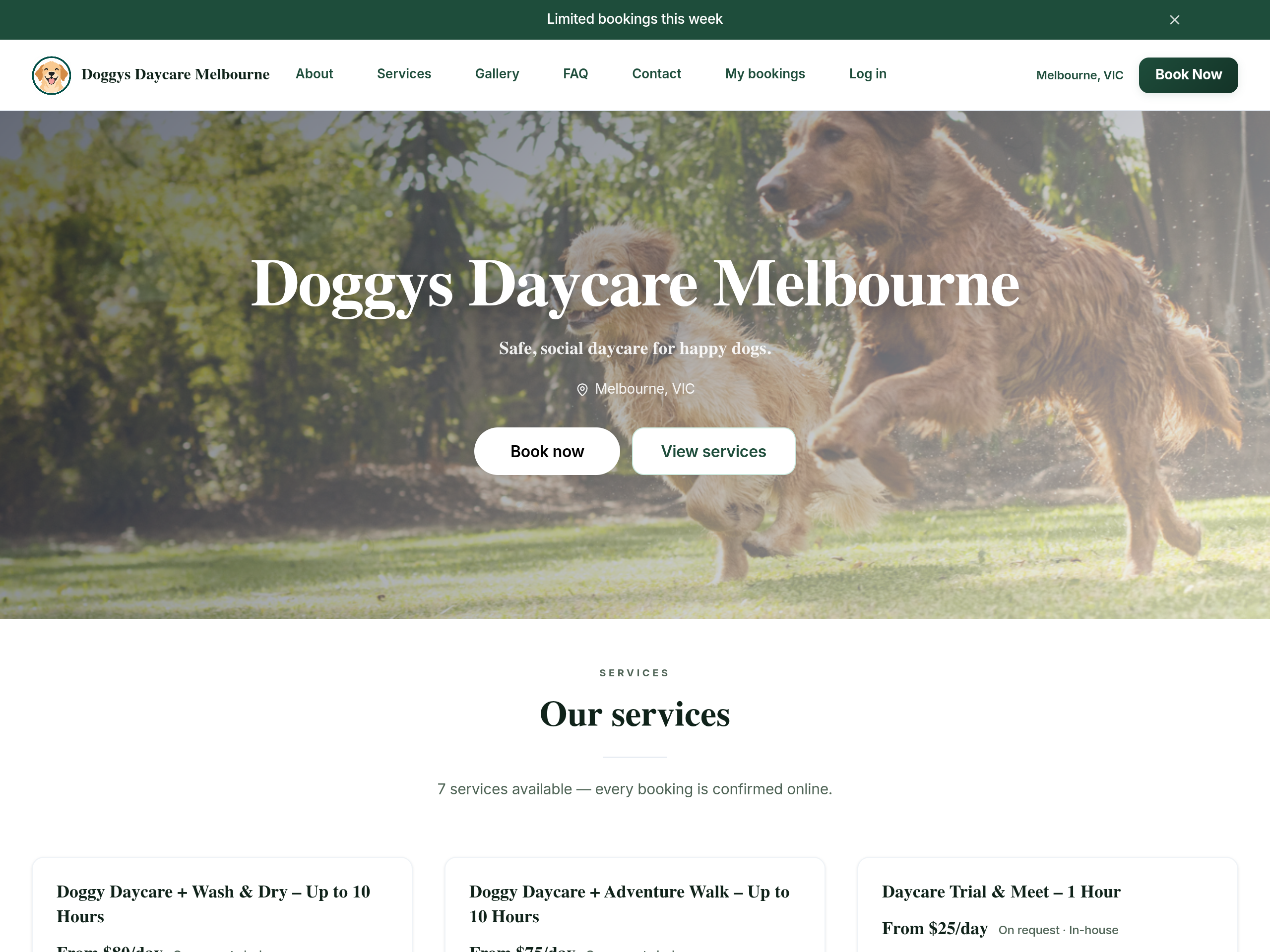 Doggy's Daycare — live website built with AnimalBooking