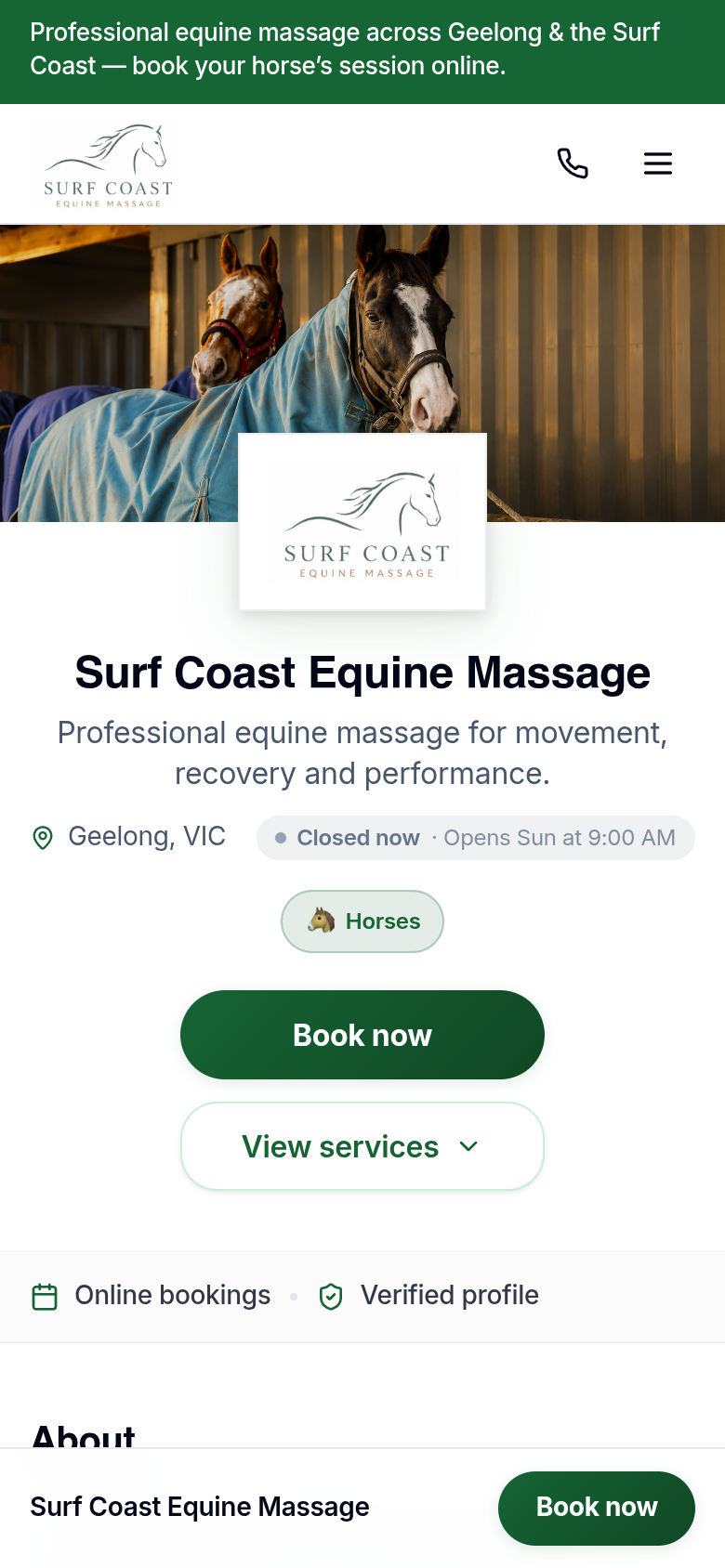 Equine Massage — mobile view